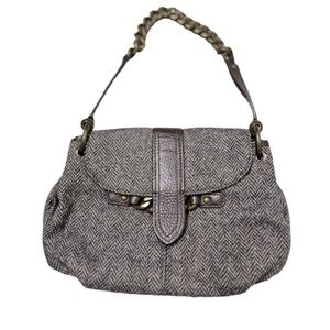 J Crew Womens herringbone 100% Wool small shoulder bag Gold Chain Y2K